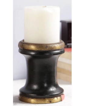Black Solid Wood Candle Holder
